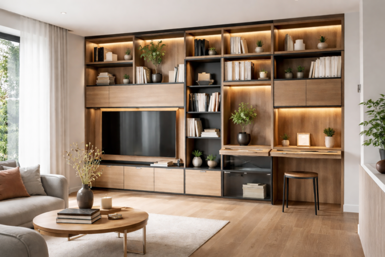 Bibliothèque sur-mesure pour optimiser l'espace dans un appartement