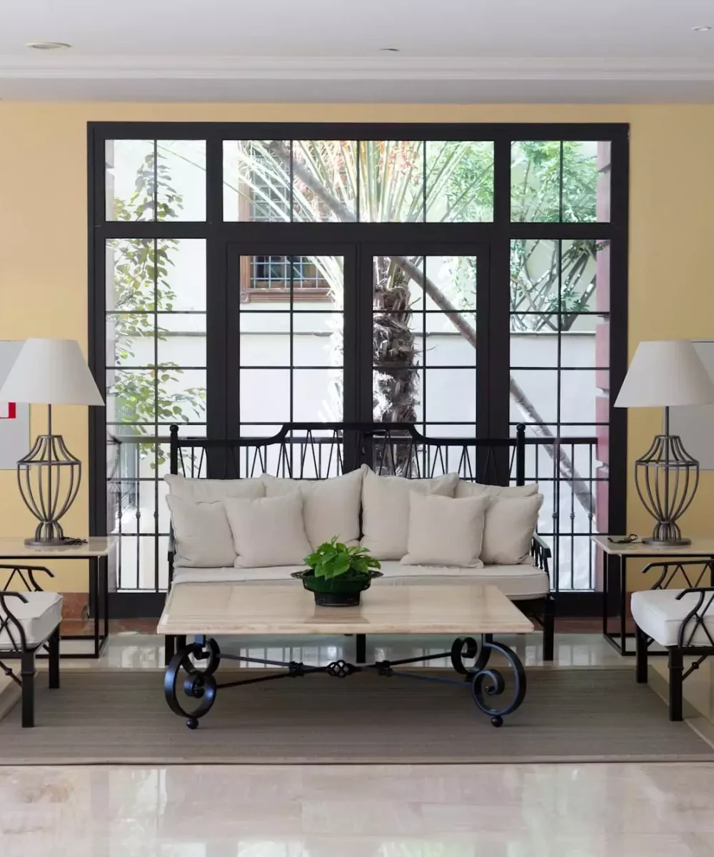 Wrought iron furniture in the hotel lobby